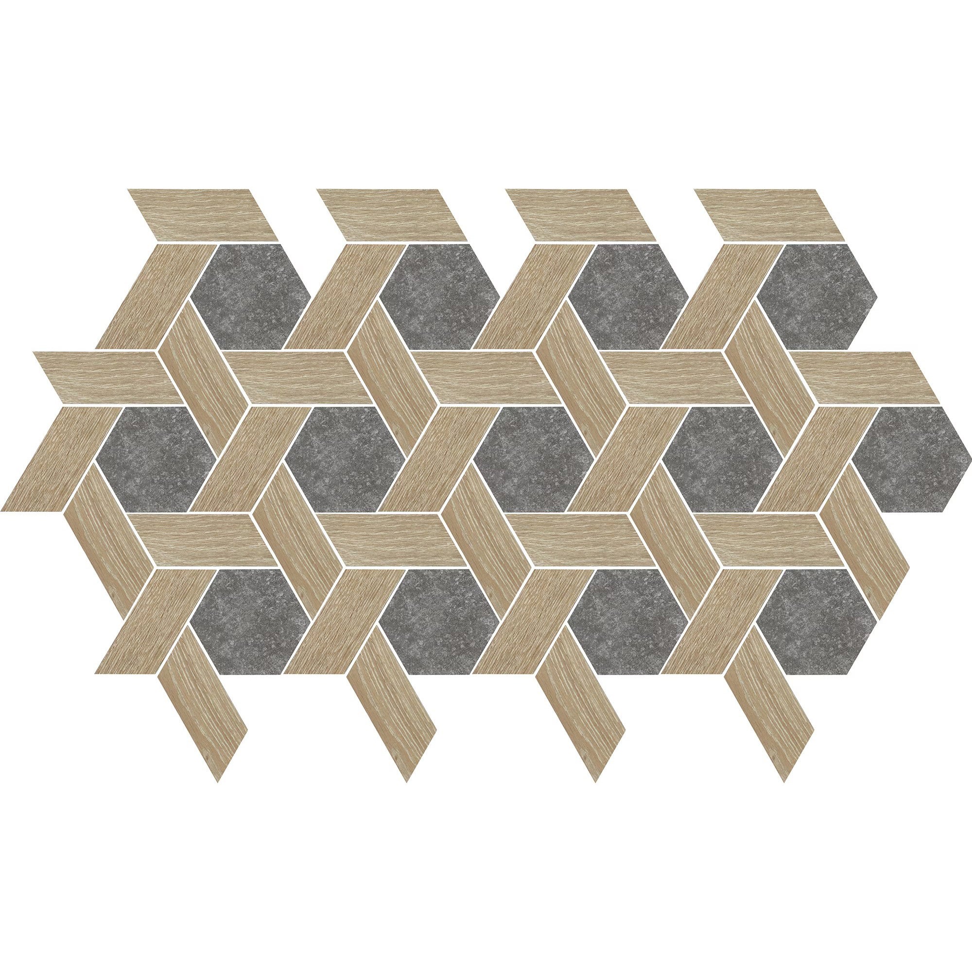 American Olean - Historic Limestone - 12" x 10" Landmark Hex - Porcelain Mosaic - Legacy Blend - Matte