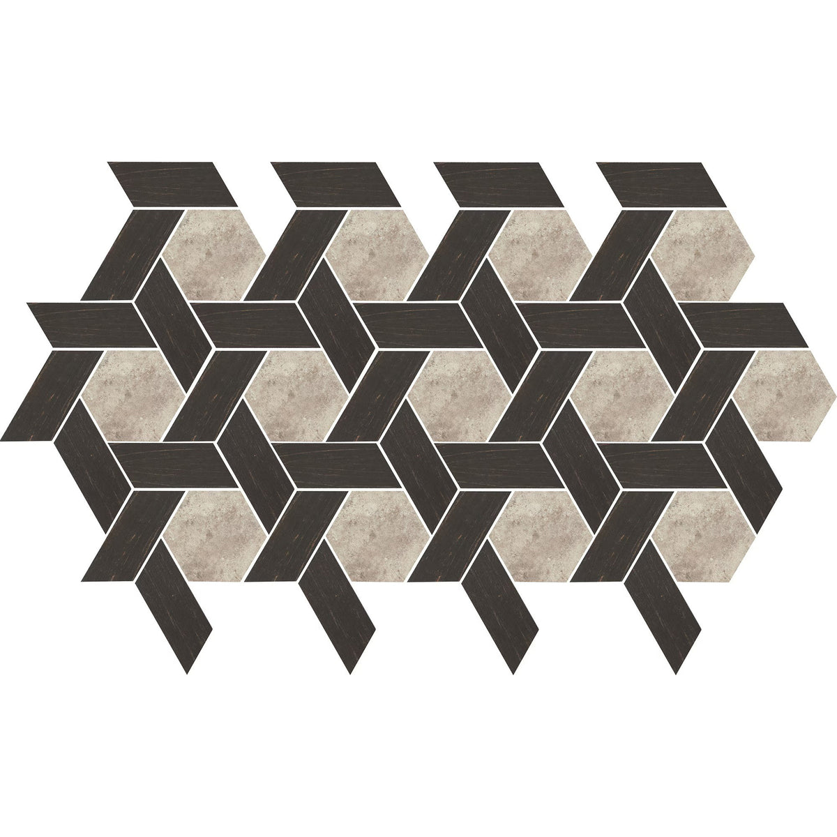 American Olean - Historic Limestone - 12&quot; x 10&quot; Landmark Hex - Porcelain Mosaic - Native Blend - Matte