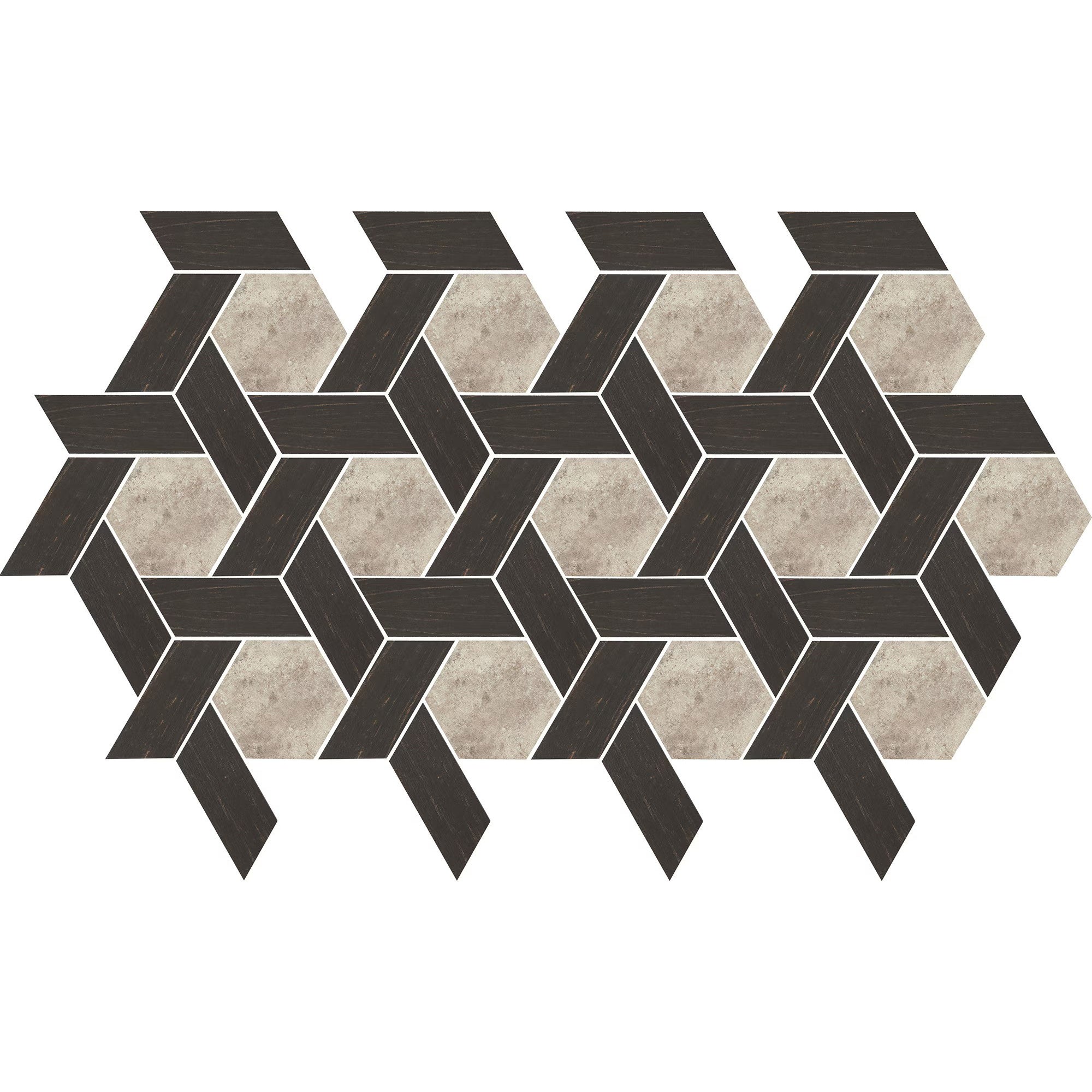 American Olean - Historic Limestone - 12" x 10" Landmark Hex - Porcelain Mosaic - Native Blend - Matte