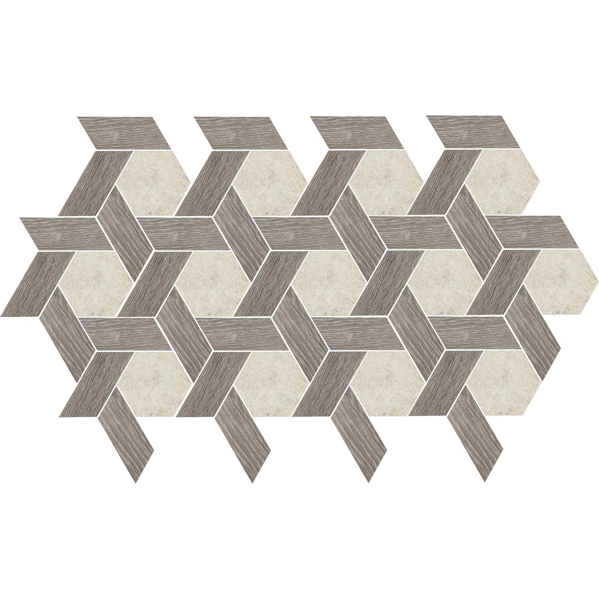 American Olean - Historic Limestone - 12&quot; x 10&quot; Landmark Hex - Porcelain Mosaic - Tradition Blend - Matte