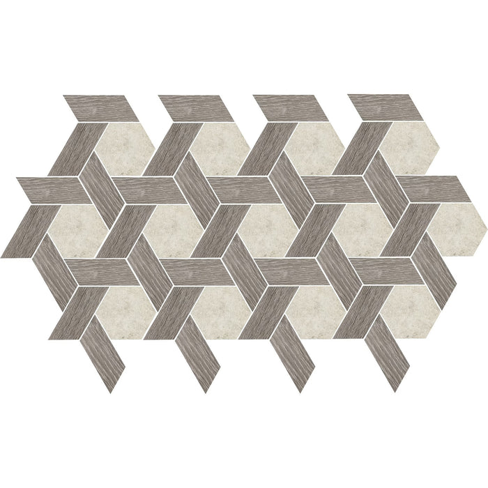 American Olean - Historic Limestone - 12" x 10" Landmark Hex - Porcelain Mosaic - Tradition Blend - Matte