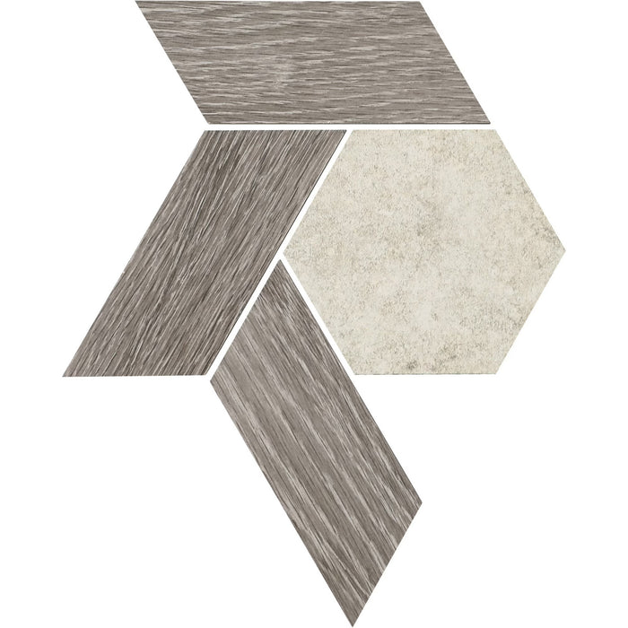 American Olean - Historic Limestone - 12" x 10" Landmark Hex - Porcelain Mosaic - Tradition Blend - Matte