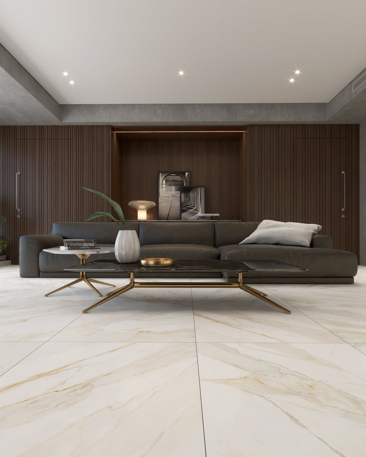 Tesoro - Icaro Series - 28 in. x 28 in. Polished Rectified Porcelain Tile - Calacatta Oro floor installation