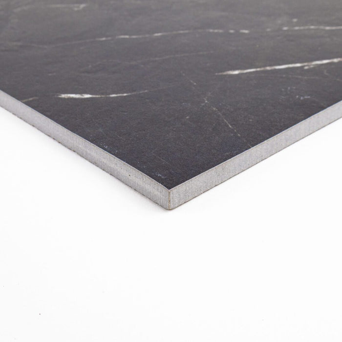 Lungarno - Parisian Chequer 12" x 12" Porcelain Tile - Noire Corner
