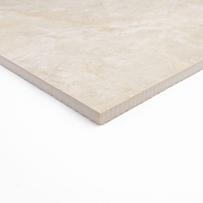 Lungarno - Parisian Chequer 12" x 12" Porcelain Tile - Créme Corner