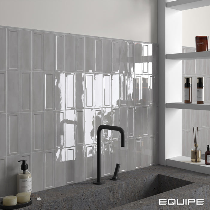 Equipe - Island Collection - 2.5 in. x 8 in. Ceramic Wall Tile - Silver Installed