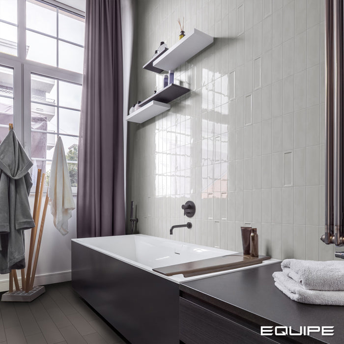 Equipe - Island Frame Collection - 2.5 in. x 8 in. Ceramic Wall Tile - White Installed