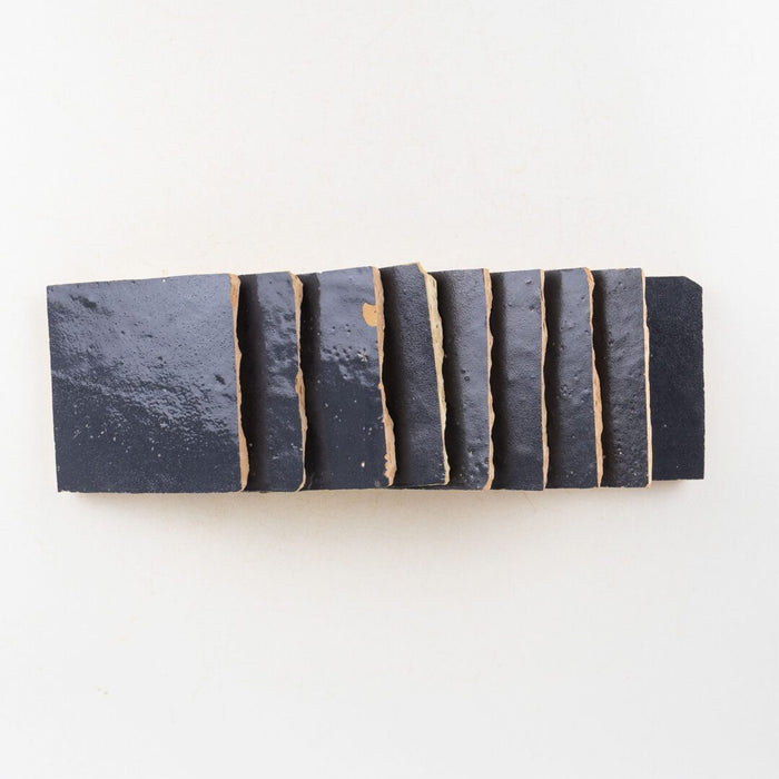 Lungarno - Zellige Bespoke - 4" x 4" Glossy Terracotta Tile - Indigo Mist Stacaked