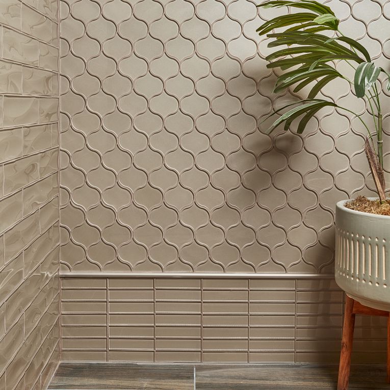 Arizona Tile - Dunes Series - Arabesque Glass Mosaic - Sand wall installation