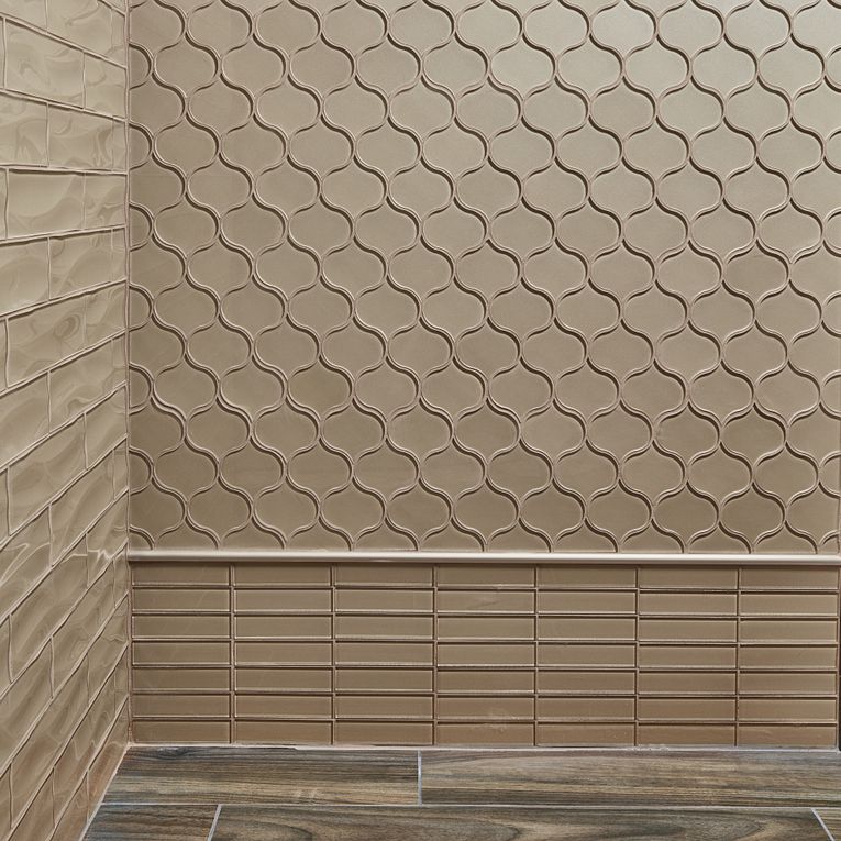 Arizona Tile - Dunes Series - Straight Stack Glass Mosaic - Sand wall installation