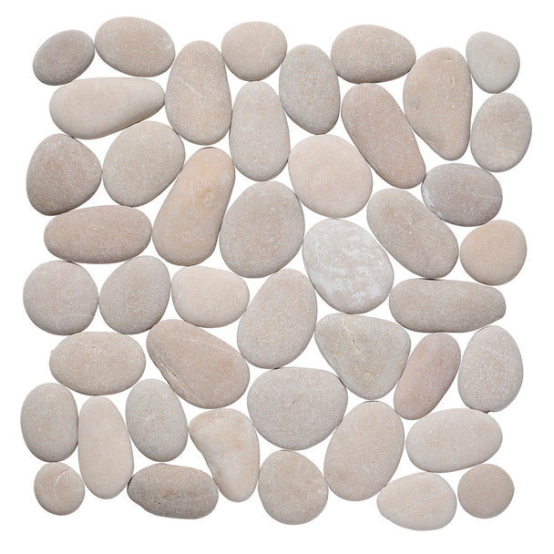 Island Stone - Perfect Pebble - 11 3/4&quot; x 11 3/4&quot; - Pebble Mosaic Tile - French Tan