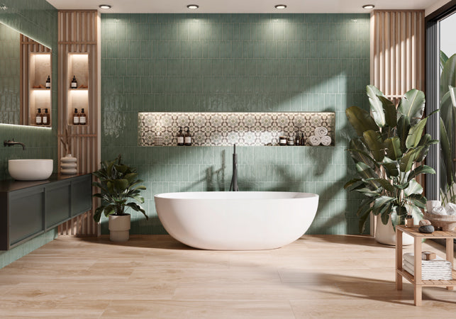 Maniscalco - Alhambra 8 in. x 8 in. Porcelain Deco Tile - Layla wall installation