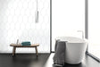 Tesoro - Kayak Collection - 6.5 in. x 13 in. Elongated Hex Porcelain Tile - White Installed
