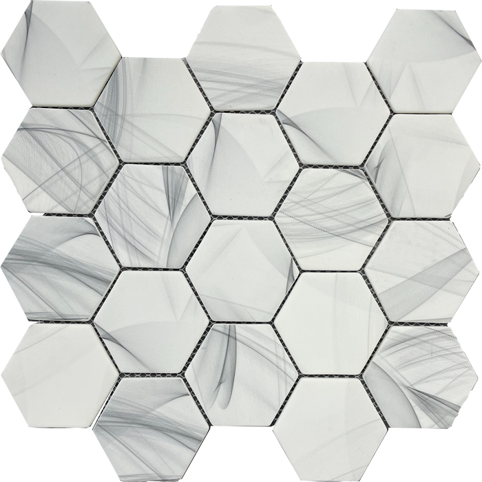 Mosaic & Tile Depot - Kromatica Collection Glass Hex Mosaic - Tech