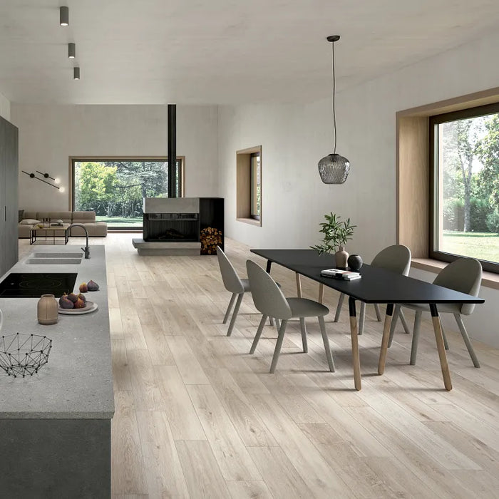 Arizona Tile - Bio Attitude 8" x 48" Rectified Porcelain Tile - Cotton floor installation