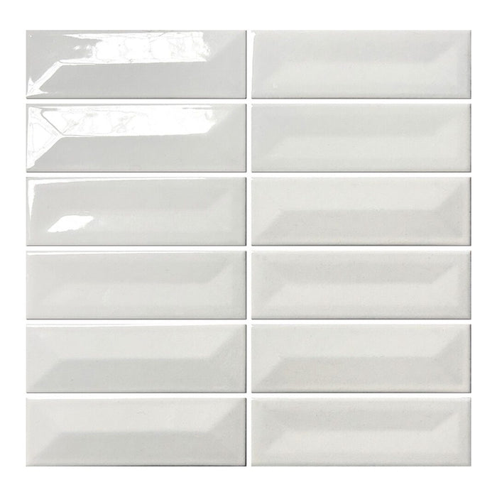 Lungarno - Lucidus - 2 in. x 6 in. Concave/Convex Glossy Porcelain Mosaic - Perfect White