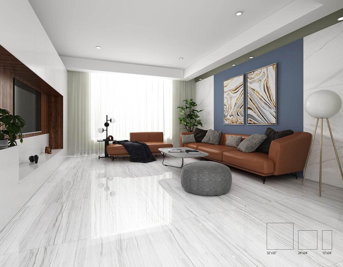 Tesoro - Delray II - 28 in. x 28 in. Matte Rectified Porcelain Tile - Linen Beige floor installation