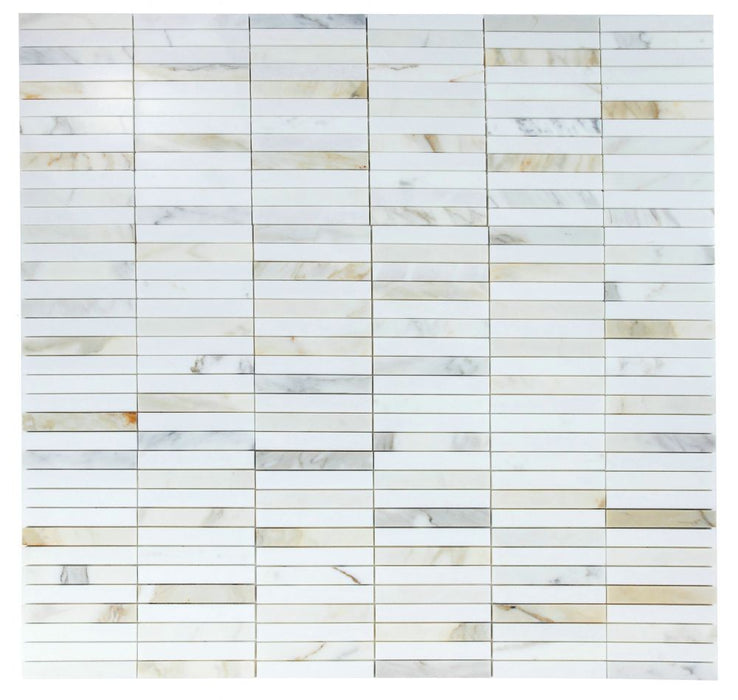 Elysium - Slot 11.75 in. x 11.75 in. Marble Mosaic - Calacatta Long2