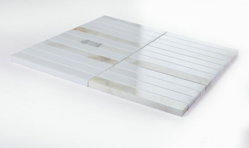 Elysium - Slot 11.75 in. x 11.75 in. Marble Mosaic - Calacatta Long 4