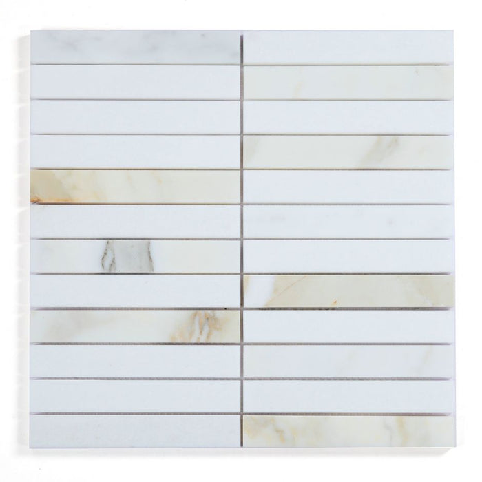 Elysium - Slot 11.75 in. x 11.75 in. Marble Mosaic - Calacatta Long
