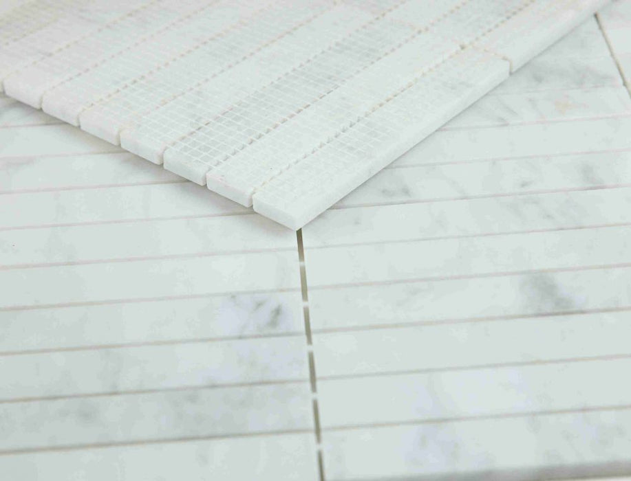 Elysium - Slot 11.75 in. x 11.75 in. Marble Mosaic - Carrara Honed 3