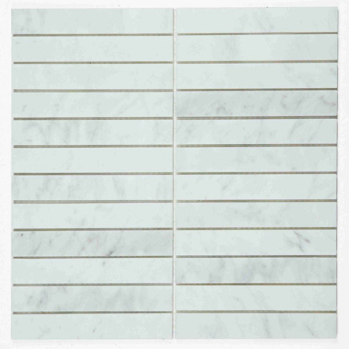 Elysium - Slot 11.75 in. x 11.75 in. Marble Mosaic - Carrara Honed