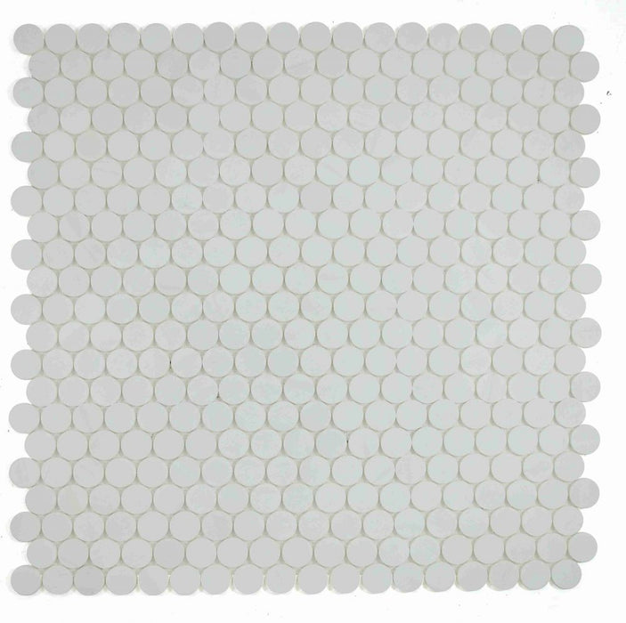 Elysium - Penny Marble 11.75 in. x 12 in. Marble Mosaic - Large Dolomite Honed 2