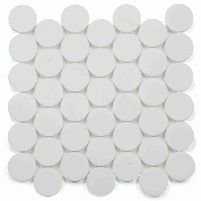 Elysium - Penny Marble 11.75 in. x 12 in. Marble Mosaic - Large Dolomite Honed