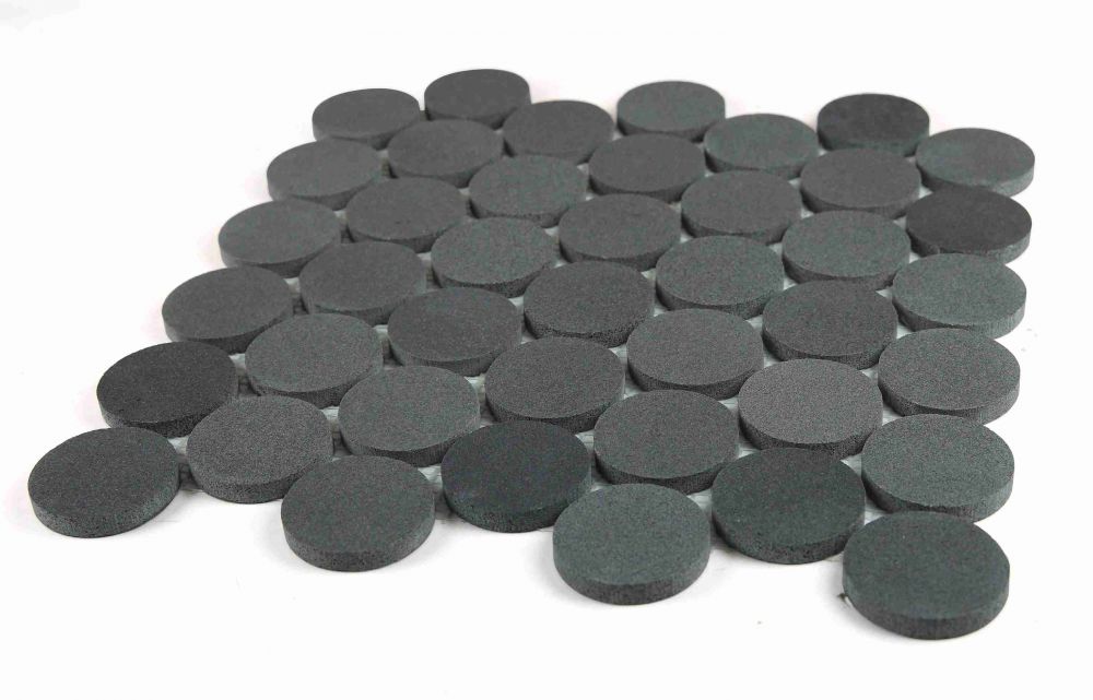 Elysium - Penny Marble 11.75 in. x 12 in. Marble Mosaic - Large Basalt Honed 4