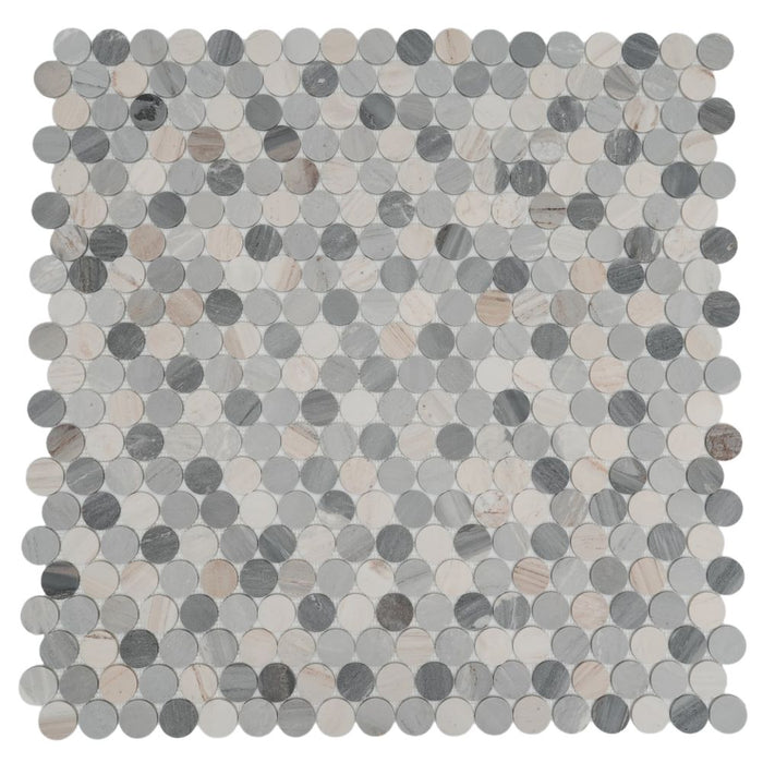 Elysium - Penny Marble 11.75 in. x 12 in. Marble Mosaic - Large Blue 2