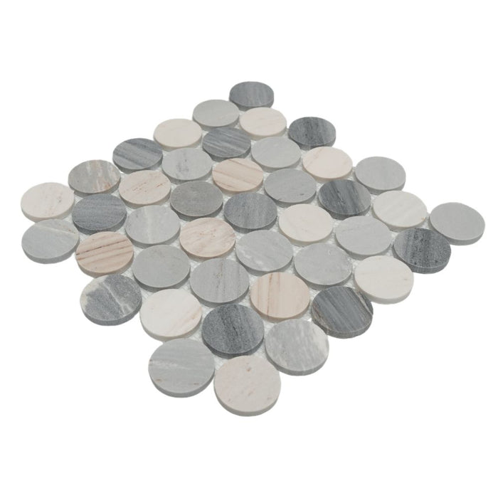 Elysium - Penny Marble 11.75 in. x 12 in. Marble Mosaic - Large Blue 4
