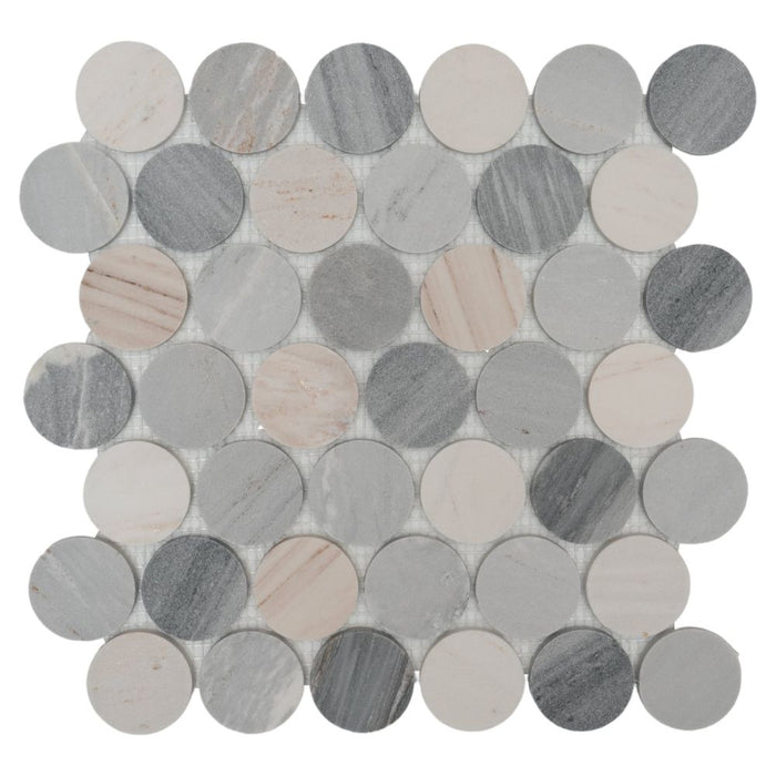 Elysium - Penny Marble 11.75 in. x 12 in. Marble Mosaic - Large Blue