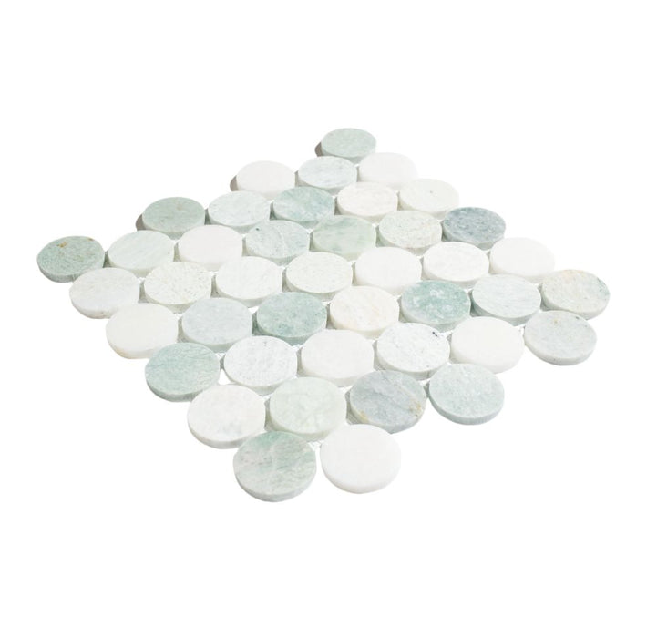 Elysium - Penny Marble 11.75  in. x 12 in. Marble Mosaic - Large Green 4