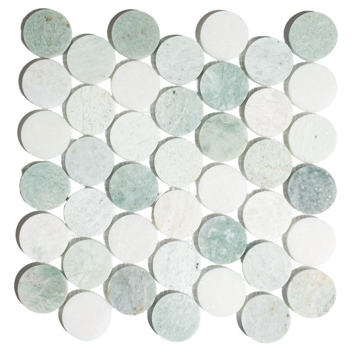 Elysium - Penny Marble 11.75 in. x 12 in. Marble Mosaic - Large Green