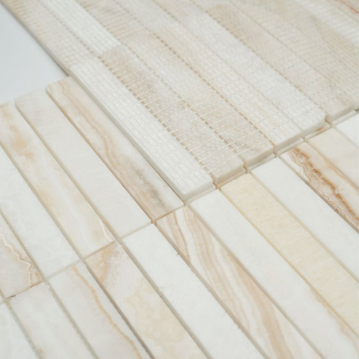 Elysium - Slot 11.75 in. x 11.75 in. Marble Mosaic - Onyx Ivory 3
