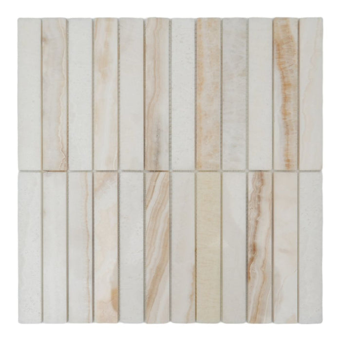 Elysium - Slot 11.75 in. x 11.75 in. Marble Mosaic - Onyx Ivory