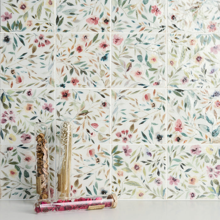 Harmony - Mayolica Collection - 6 in. x 6 in. - Porcelain Tile - Garden Installed