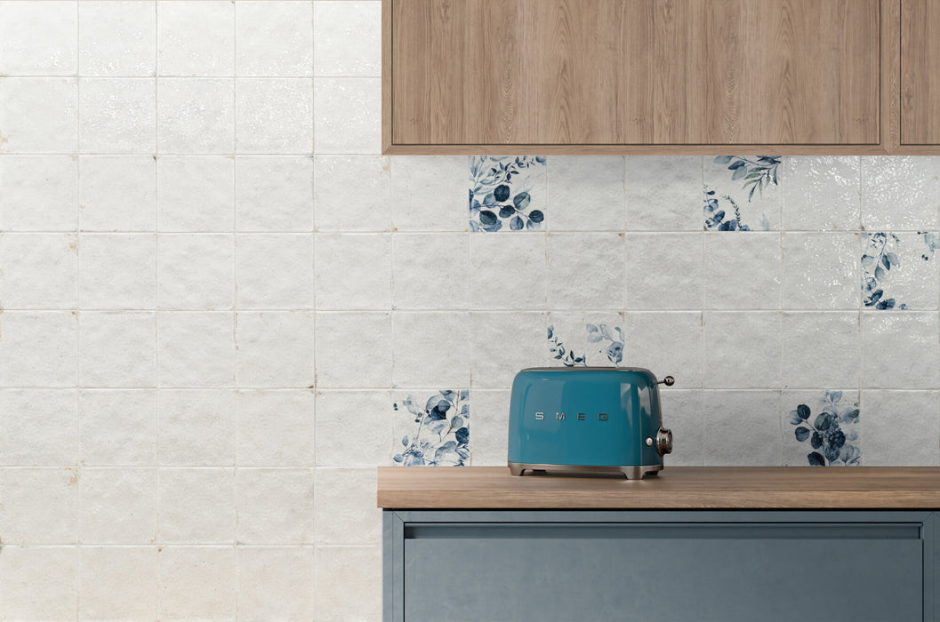 Harmony - Mayolica Collection - 6 in. x 6 in. - Porcelain Tile - White Installed