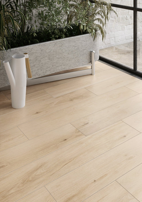 Milestone - Native Series - 8" x 48" Wood Look Porcelain Tile - Birch floor installation