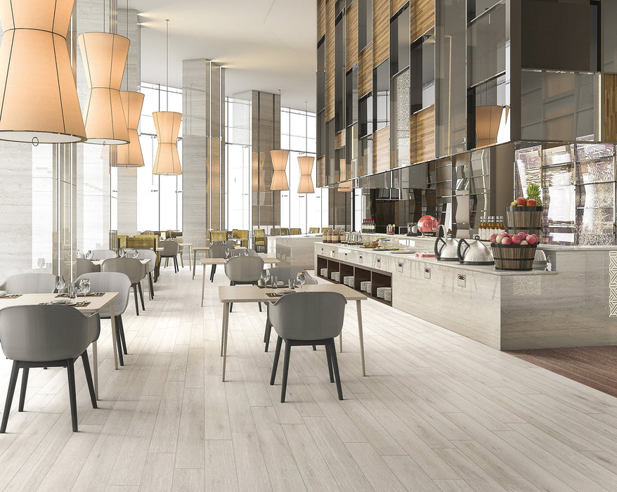 Milestone - Native Series - 8" x 48" Wood Look Porcelain Tile - Poplar floor installation