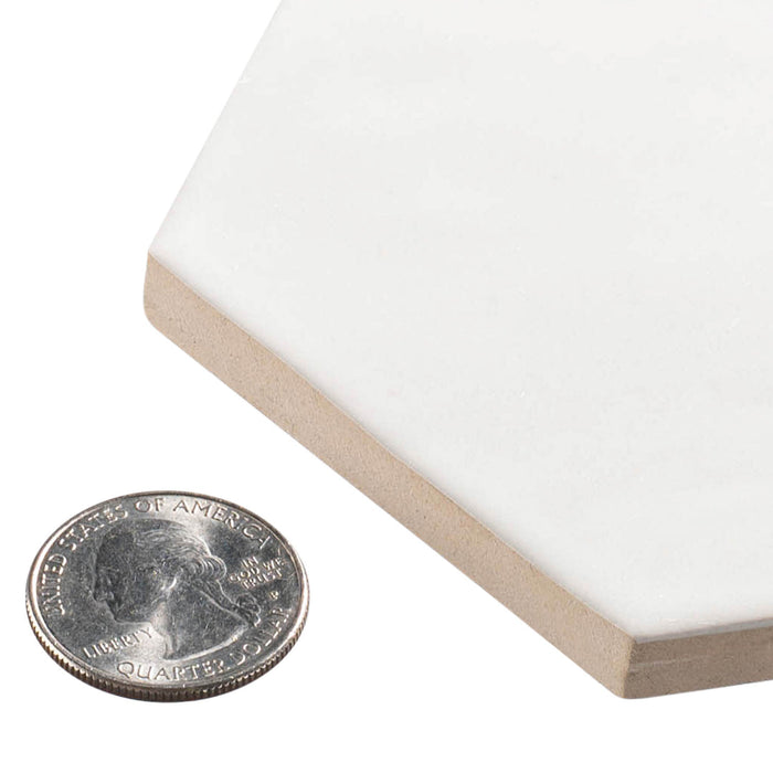 Bellagio - Martha's Manor Collection - 4" x 5" Ceramic Hex Tile - Cottontail