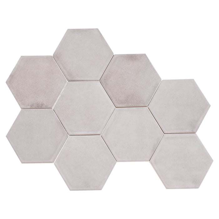 Bellagio - Martha's Manor Collection - 4" x 5" Ceramic Hex Tile - Subtle Slate