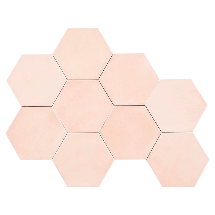 Bellagio - Martha's Manor Collection - 4" x 5" Ceramic Hex Tile - Provence Rose