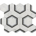 MM Tile and Stone - Carrara, Bardiglio & Basalt Hexagon Combo Interlock Marble Polished Waterjet Mosaic