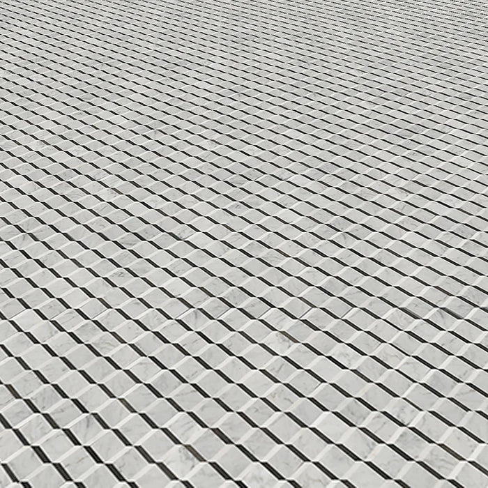 MM Tile and Stone - Carrara & Black 3D Cubes Marble Polished Waterjet Mosaic Installed