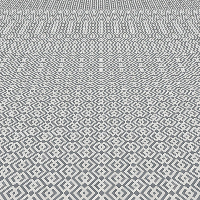 MM Tile and Stone - Thassos & Bardiglio Double Squares Marble Polished Waterjet Mosaic Installed