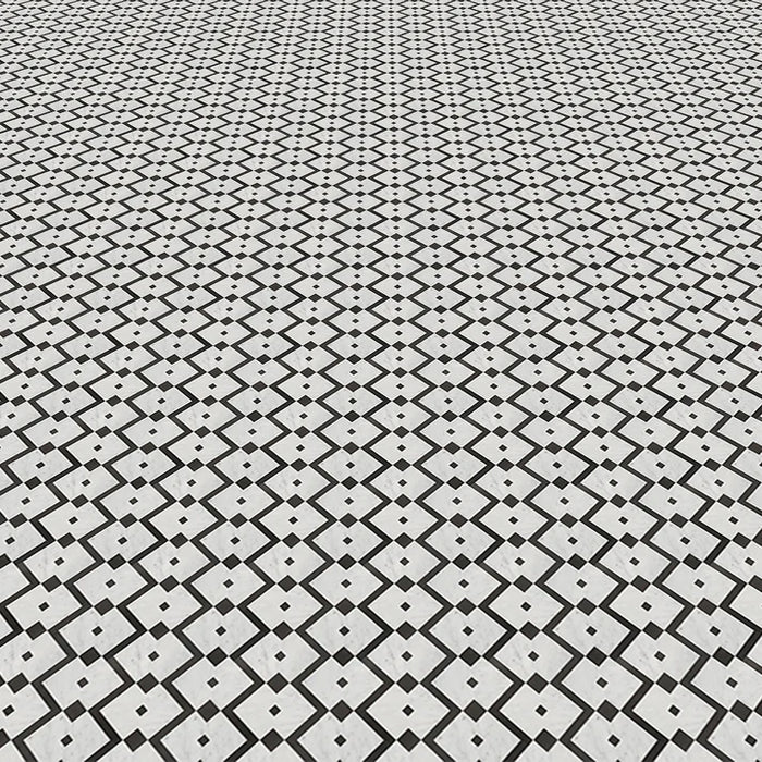 MM Tile and Stone - Thassos & Black Square Zip Marble Polished Waterjet Mosaic Installed