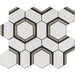 MM Tile and Stone - Thassos, Grey & Basalt Hexagon Combo Marble Polished Waterjet Mosaic
