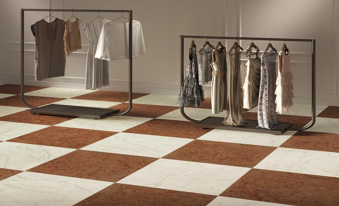 Unicom Starker - Marmorea Collection - 12 in. x 12 in. Tile - Rosso Verona floor installation