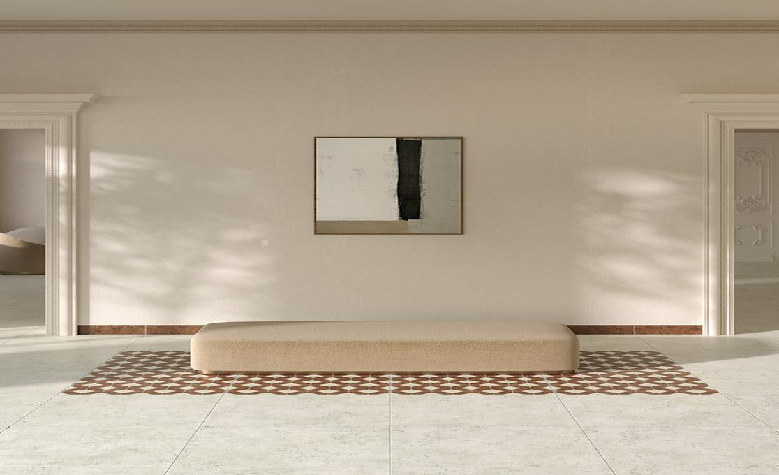 Unicom Starker - Marmorea Collection - 3 in. x 3 in. Tile - Biancone floor installation